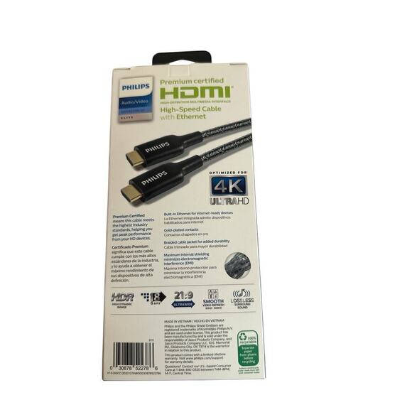 Phillips Elite Premium Certified High-Speed HDMI Cable with Ethernet 6ft. NWT - Picture 2 of 3